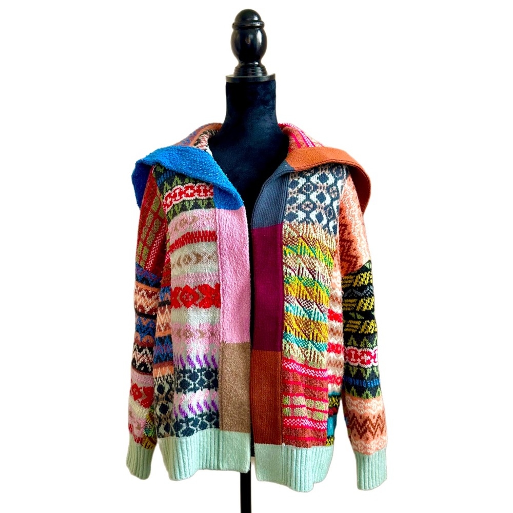 Anthropologie multi-pattern knit cardigan in size XS/S.